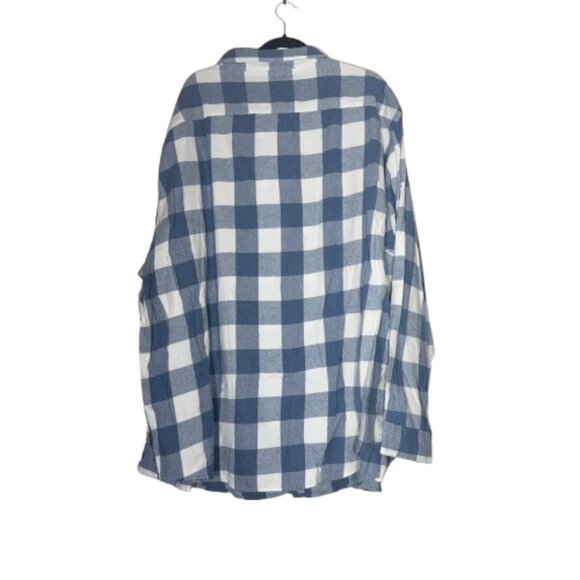 NWT Sonoma Men's Big & Tall Blue White Plaid Long Sleeve Flannel Size 5XB - Picture 2 of 7